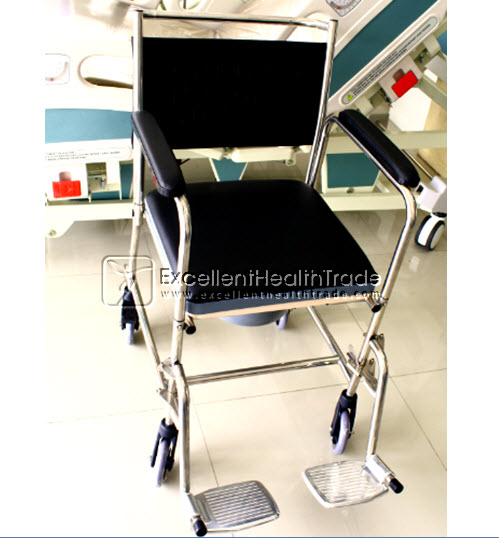 00597: รถเข็นนั่งถ่ายล้อเล็กสแตนเลส (Commode wheelchair)